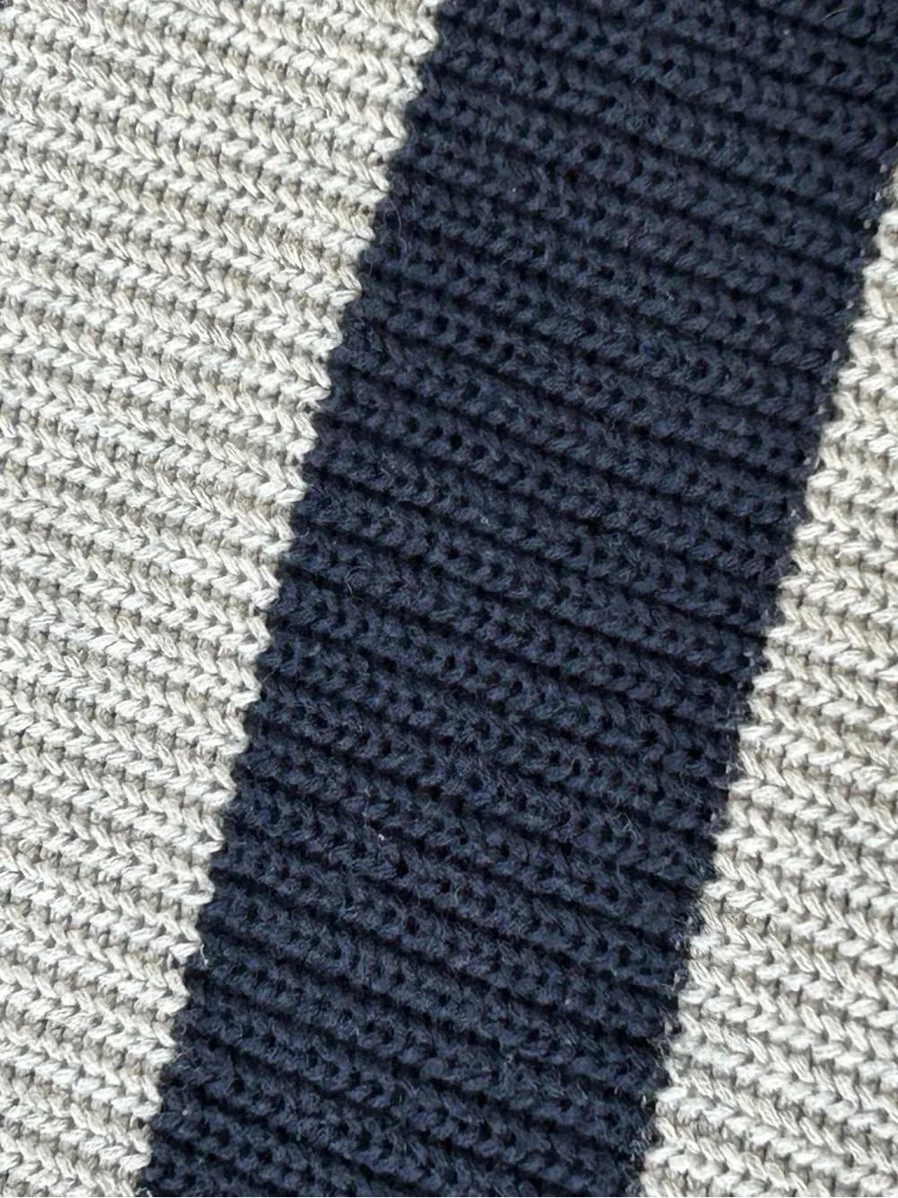 EUC Express Navy & Heather Gray Striped Knit Sweater Size M Oversized V-Neck